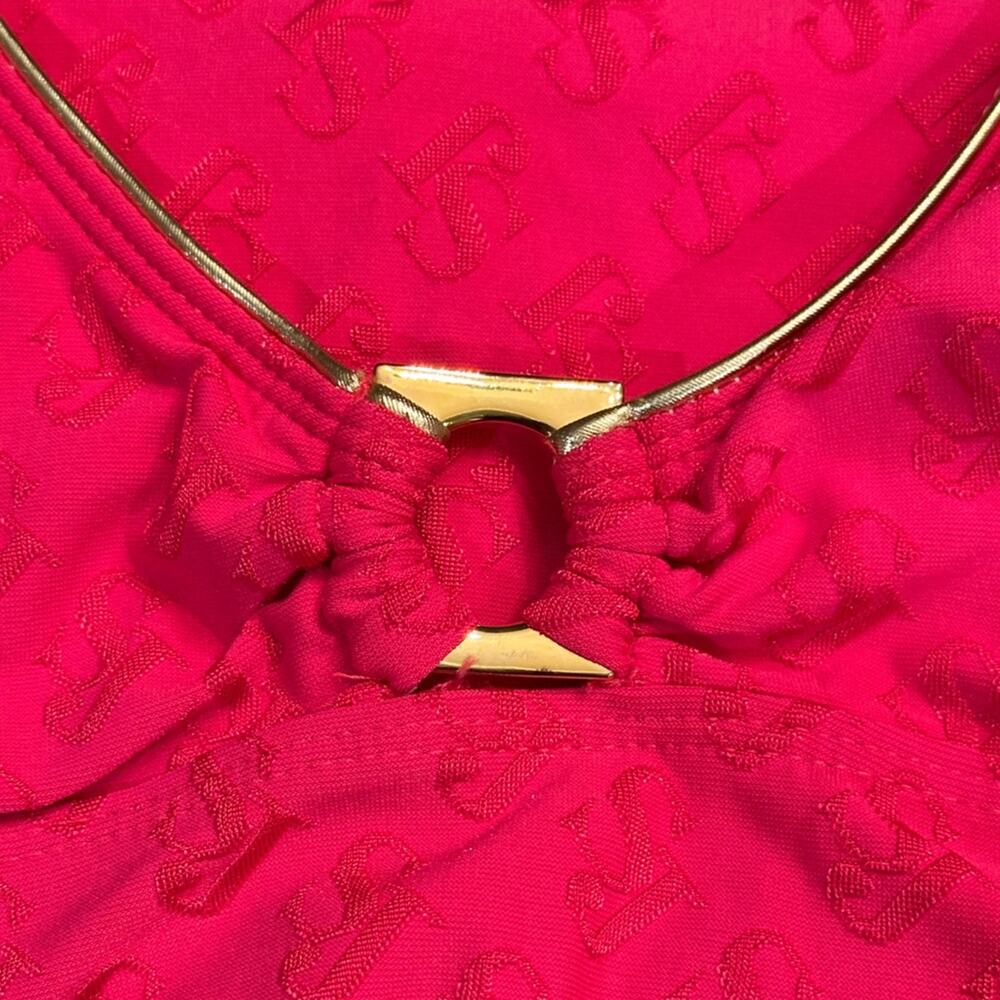 ST. JOHN Swim Monogrammed Hot Pink Halter Tankini Top Size 10 NWT - Picture 3 of 9